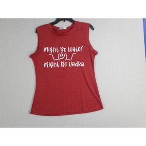 Womens Heathered Red Short Sleeve Crew Neck Cotton Blend T-Shirt Size Medium